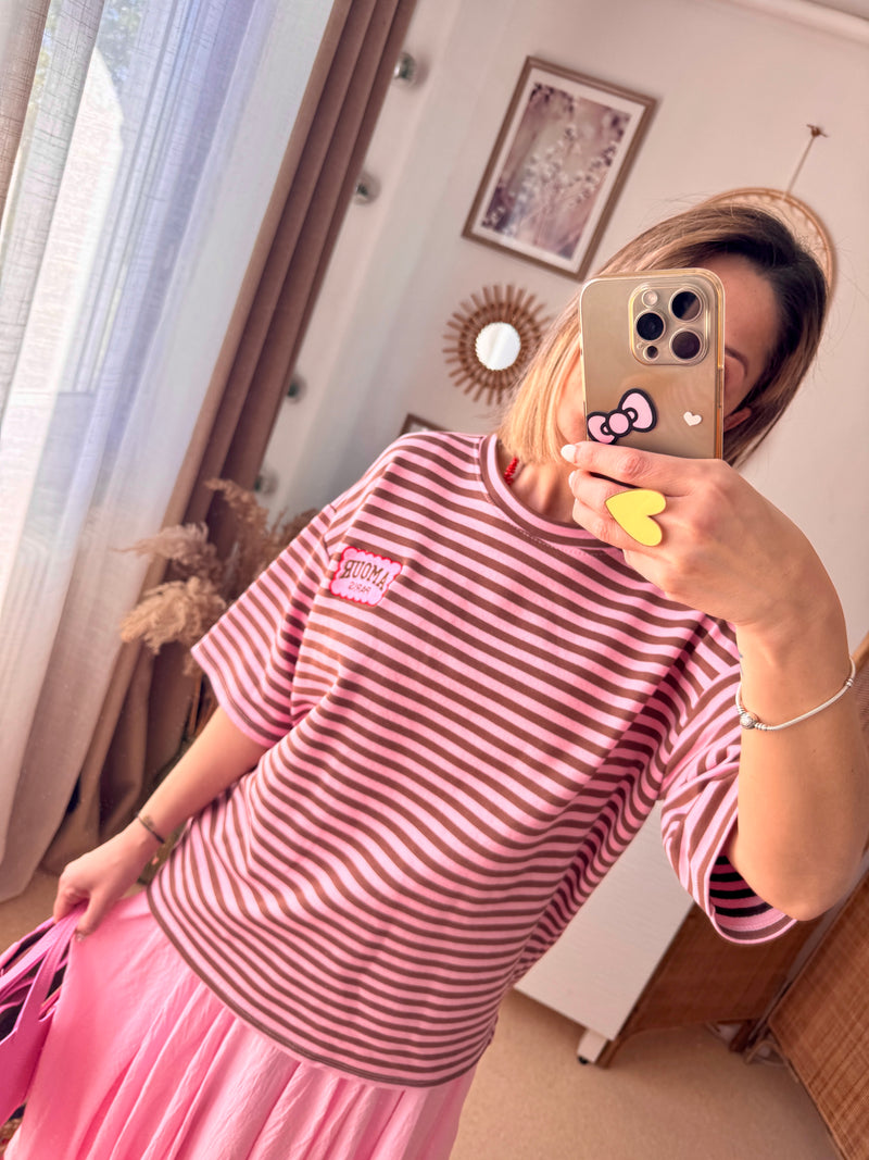T-shirt over size rayé AMOUR 🧡