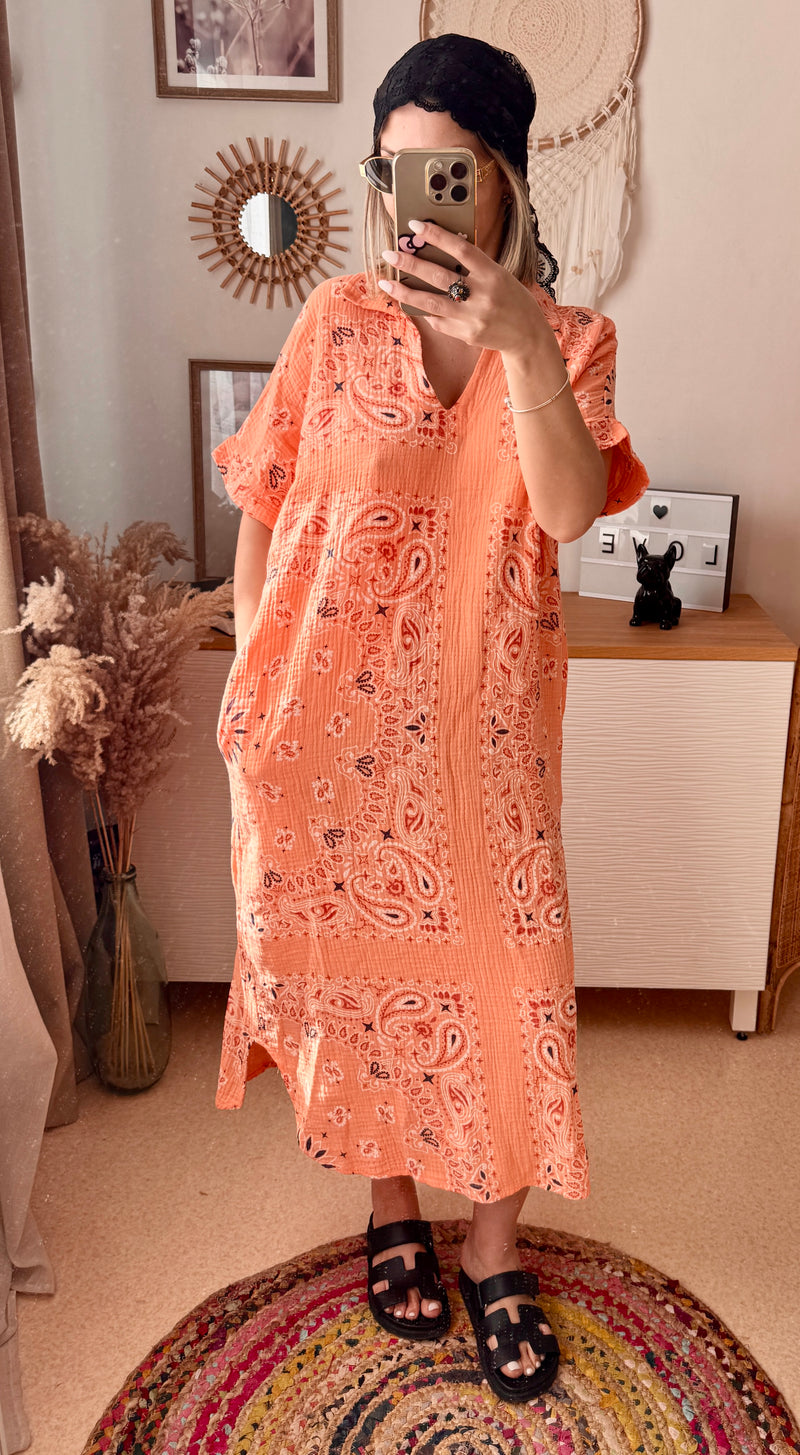 Robe en gaze de coton BANDANA
