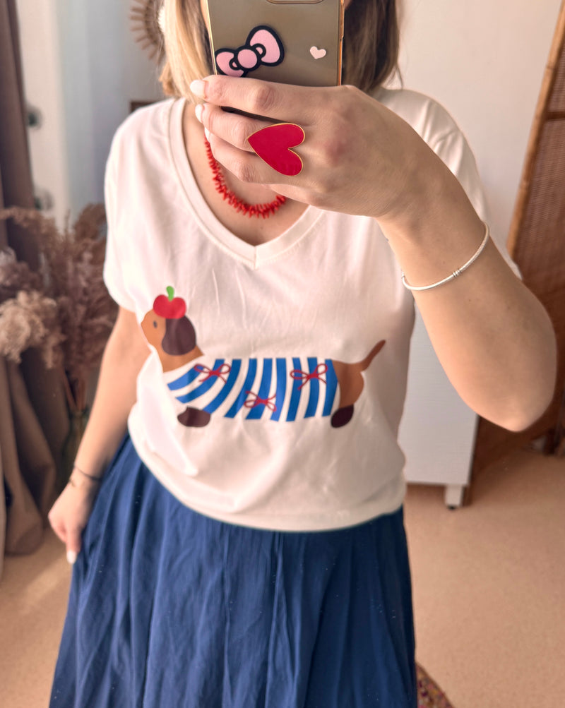 T-shirt en col V FRENCHY
