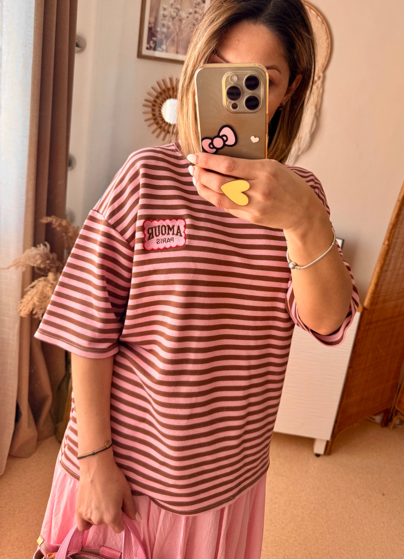 T-shirt over size rayé AMOUR 🧡
