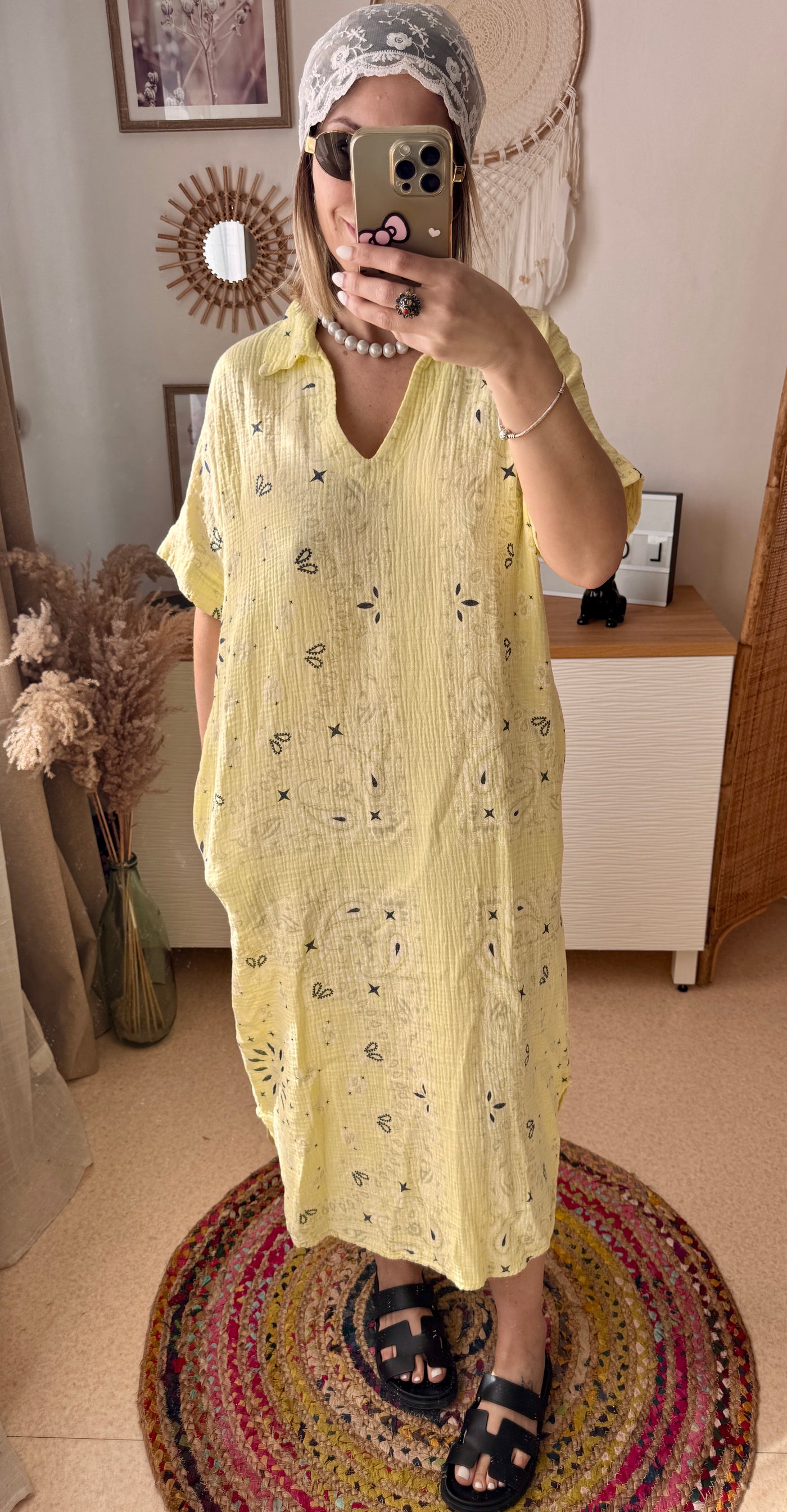 Robe en gaze de coton BANDANA