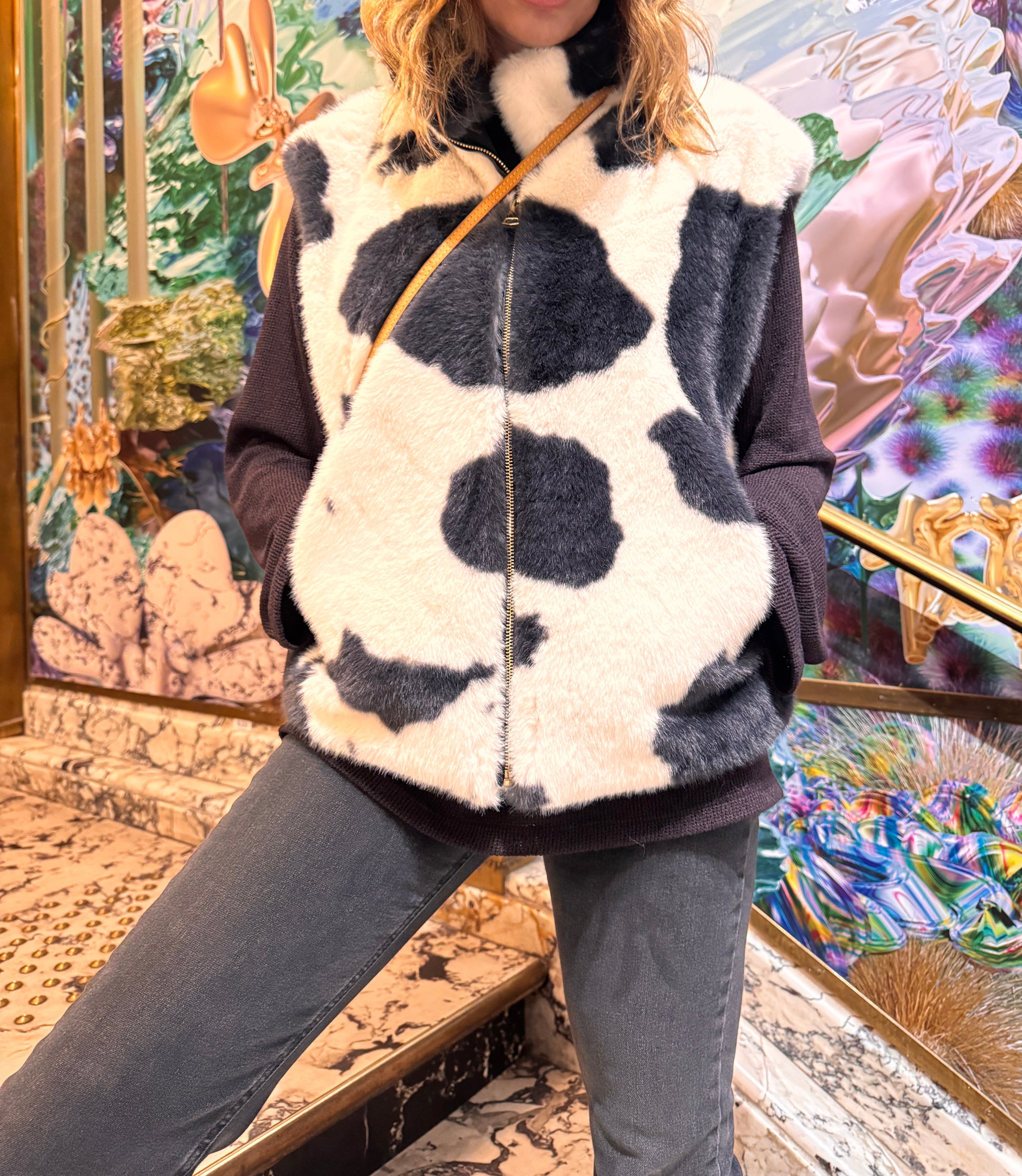 Veste sans manches à motif vache ARIELLE