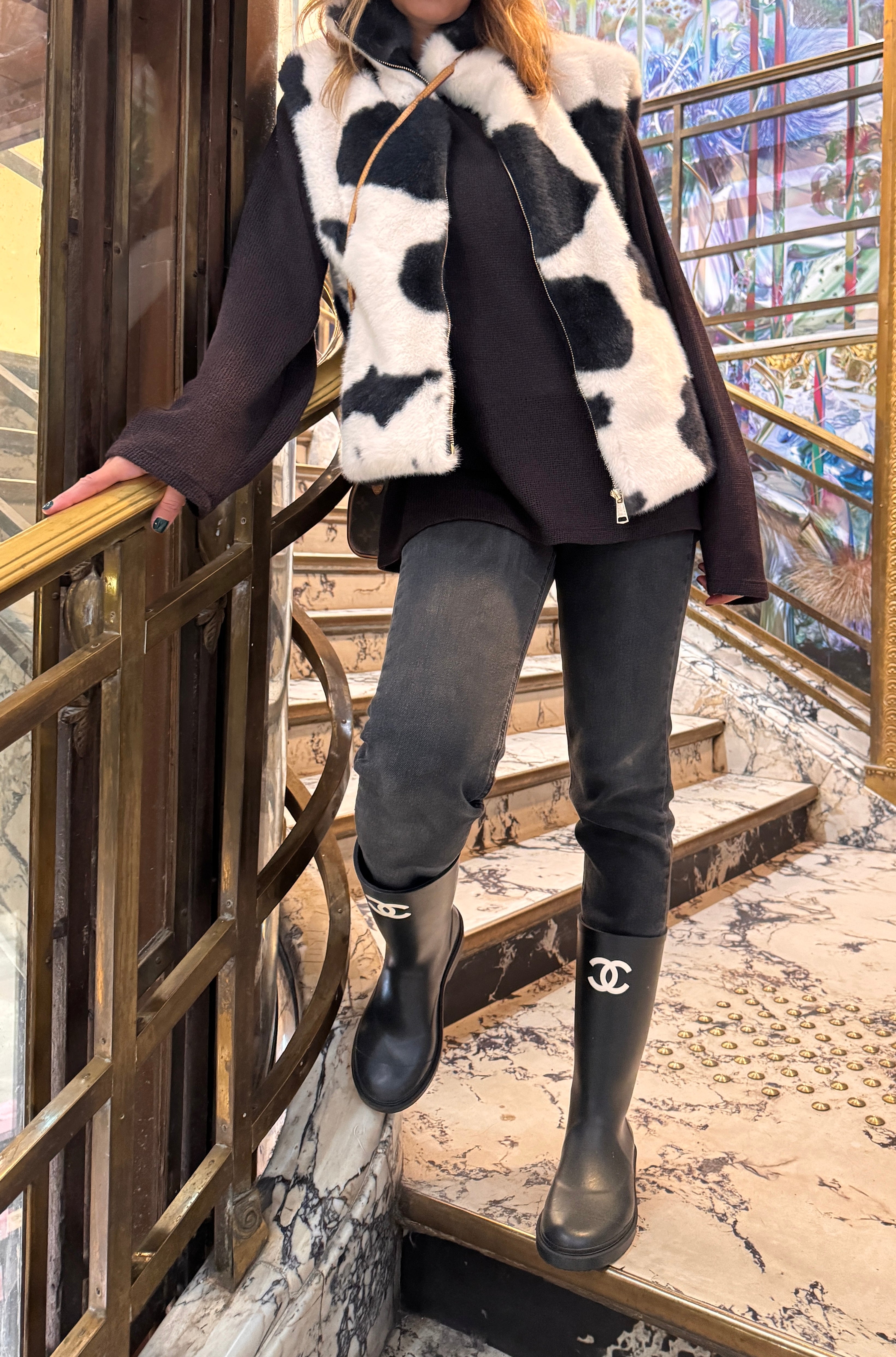 Veste sans manches à motif vache ARIELLE