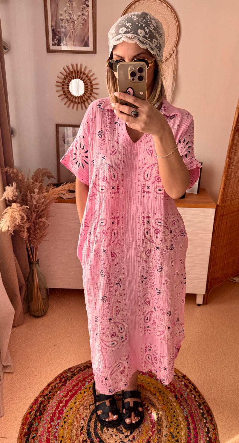 Robe en gaze de coton BANDANA