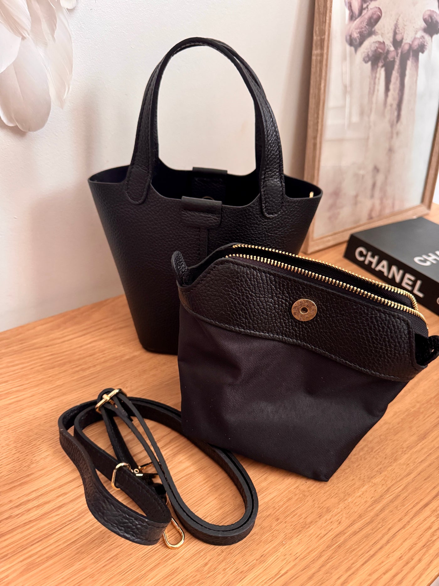 Petit sac seau en cuir PICO