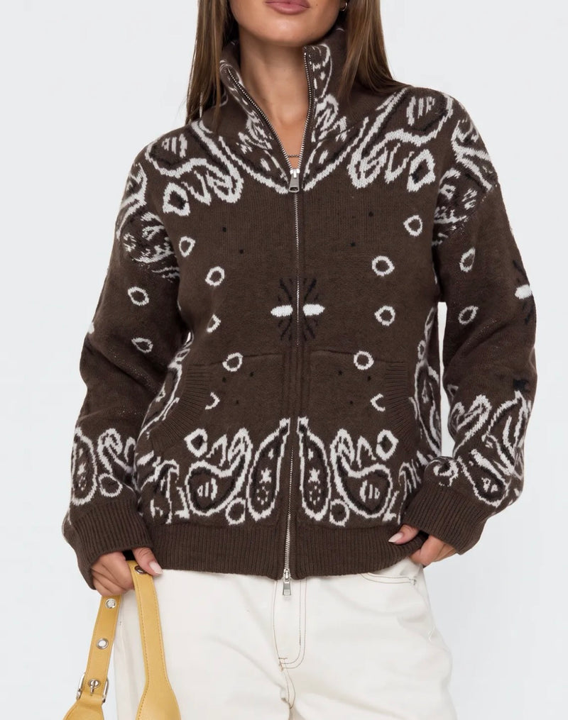 Gilet en maille bandana zippé