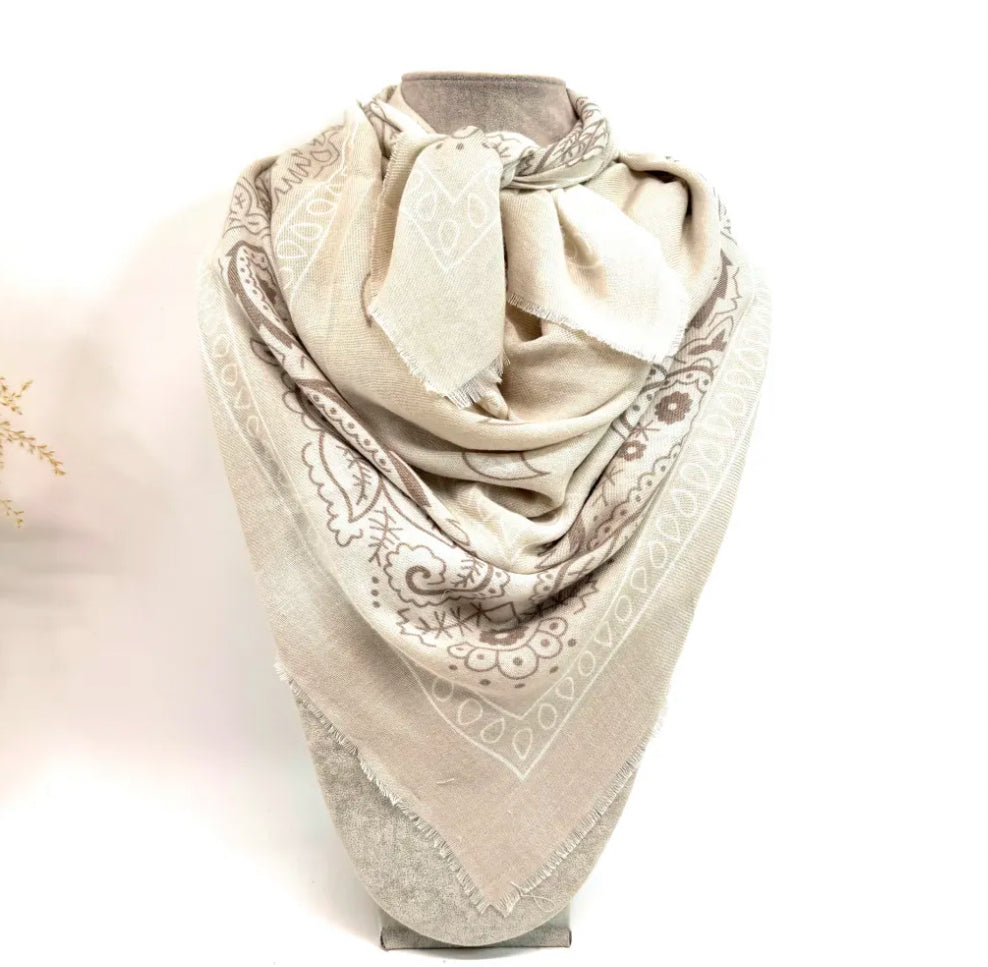 Écharpe carré imprimé bandana délavé KENDAL