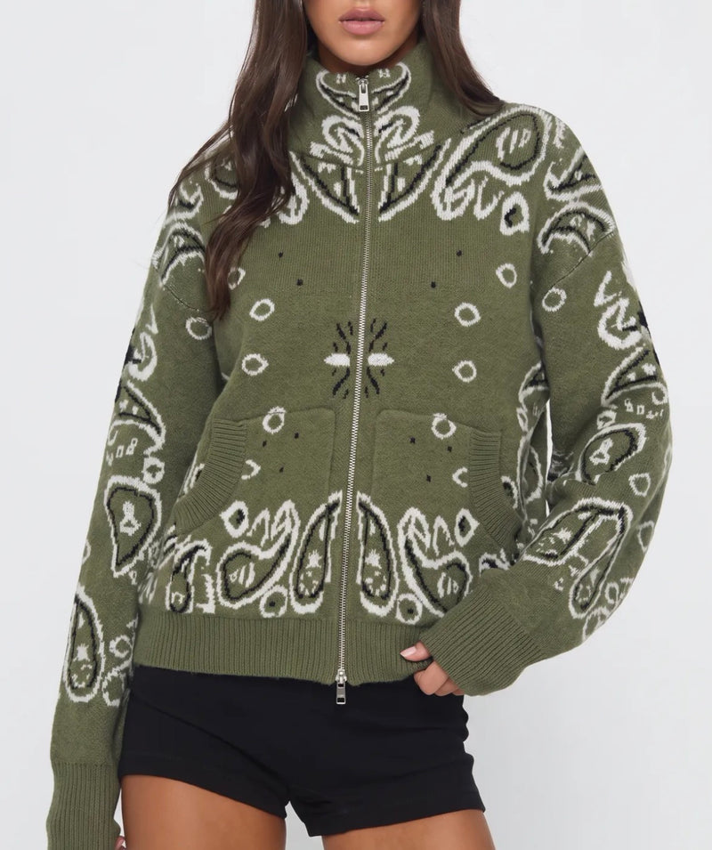 Gilet en maille bandana zippé