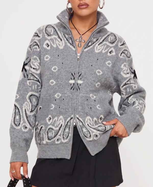 Gilet en maille bandana zippé