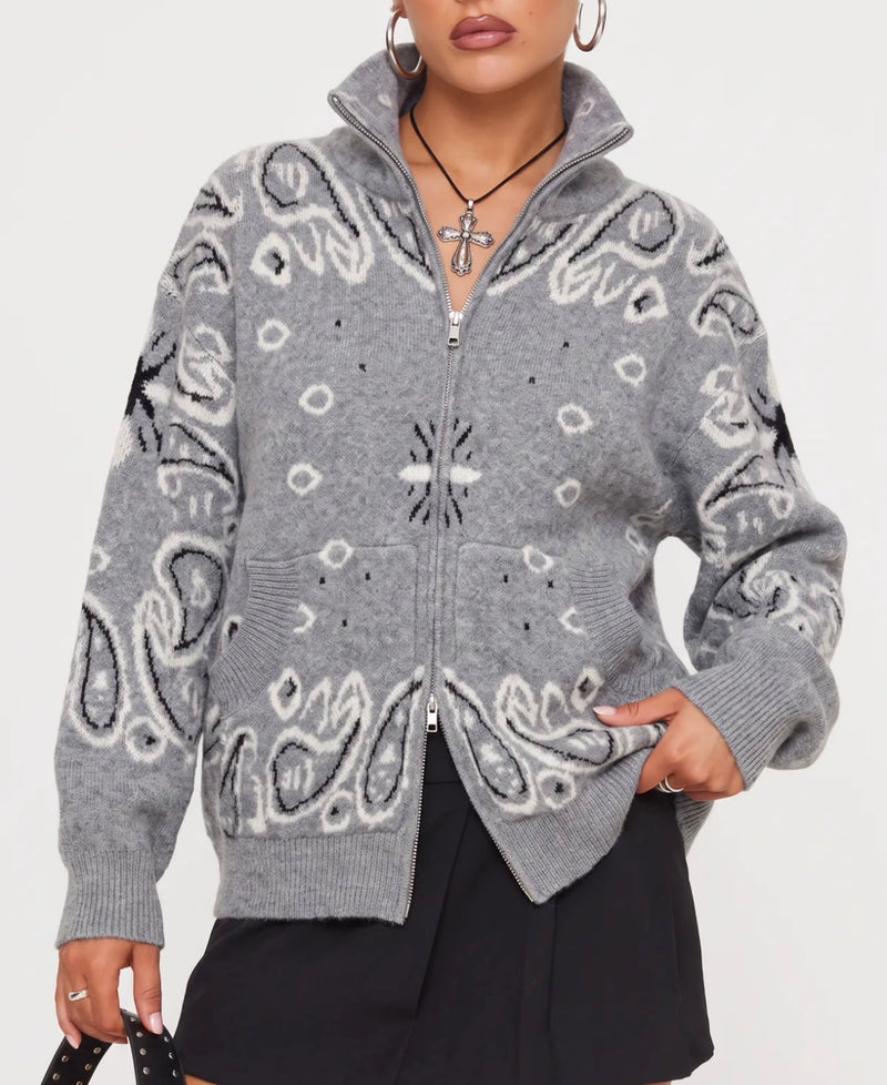 Gilet en maille bandana zippé